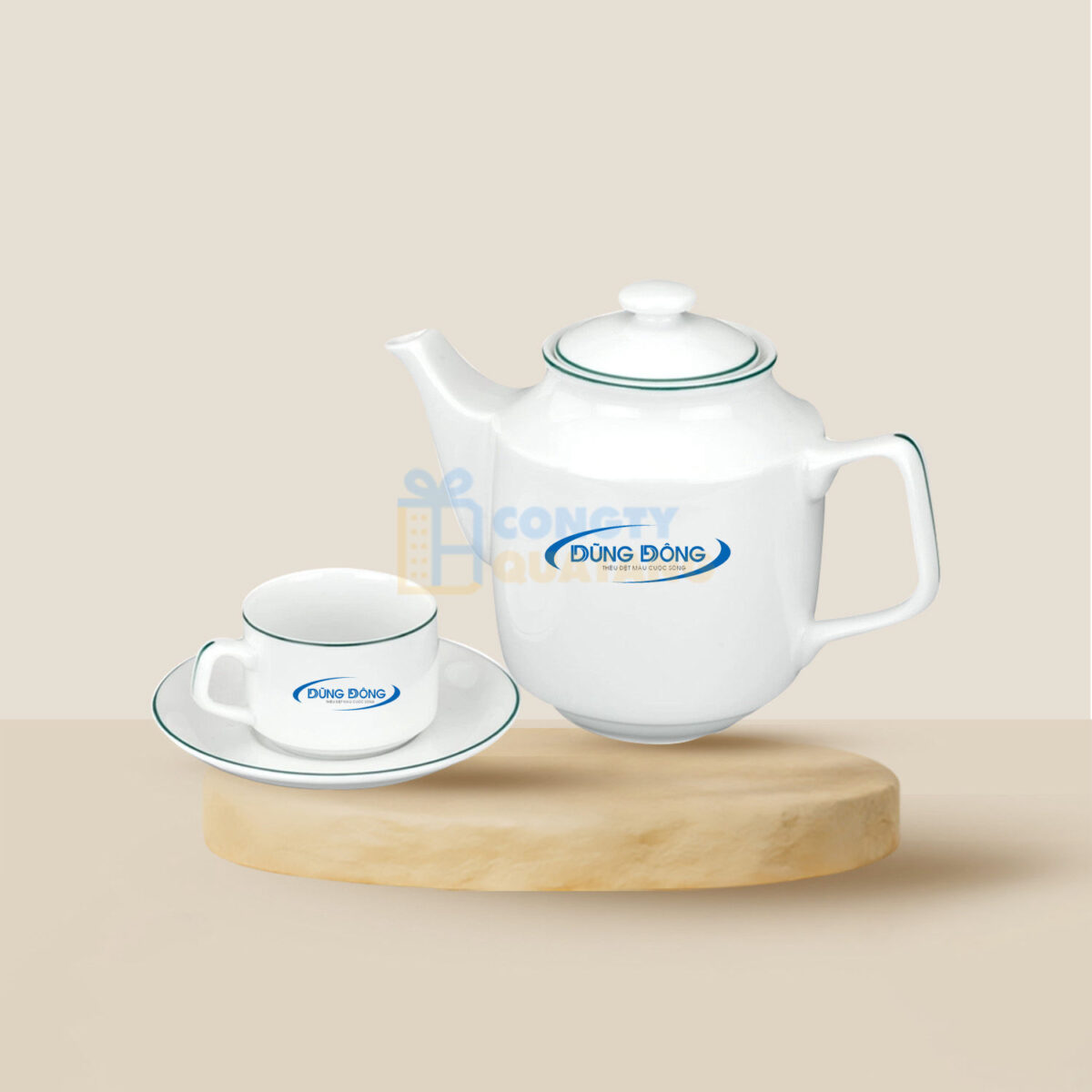 Bộ Ấm Chén Minh Long 0.7 L – Jasmine – Chỉ Xanh Lá 01071100903