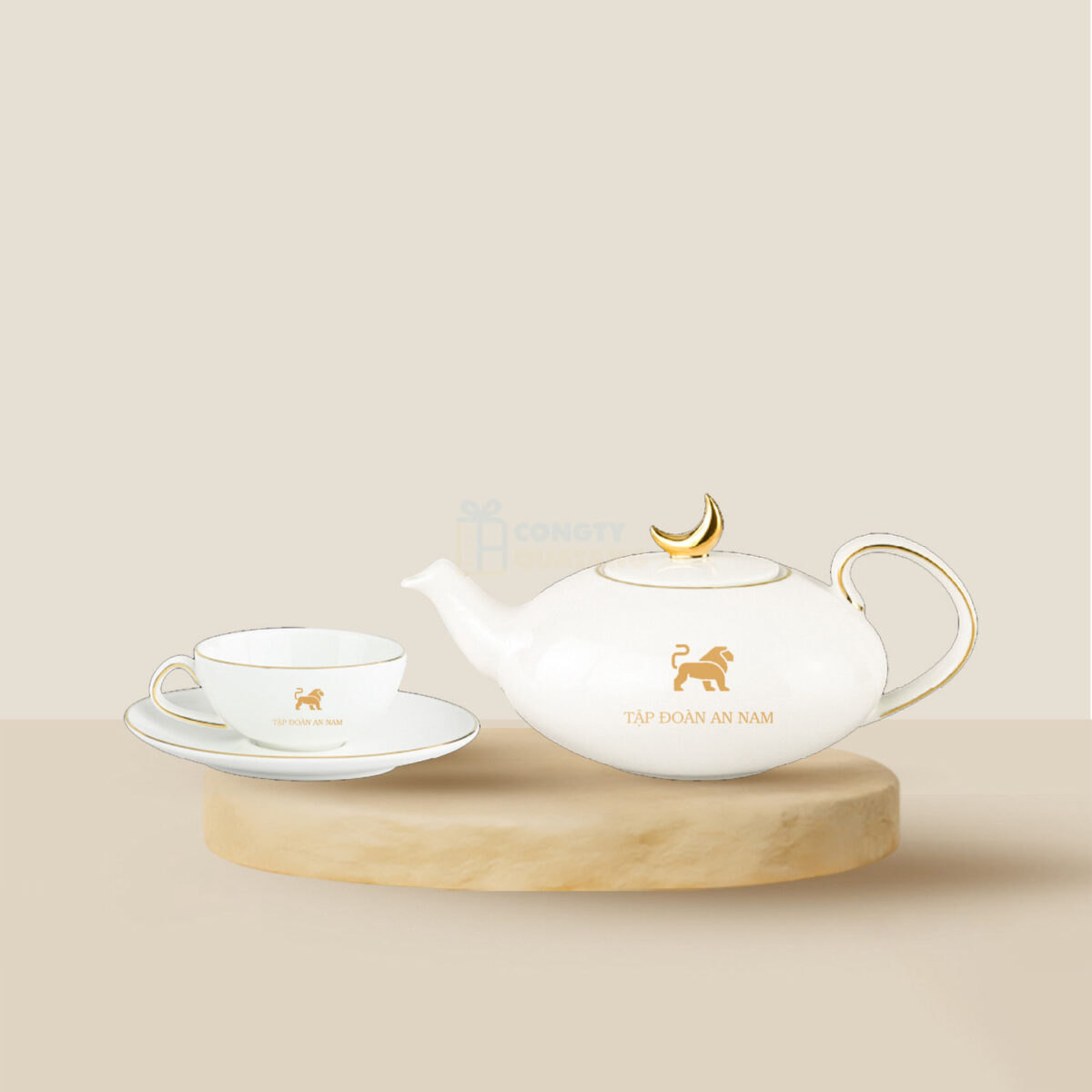 Bộ ấm trà Minh Long  Anna – Viền Chỉ Vàng 0.47 L 68470201403N