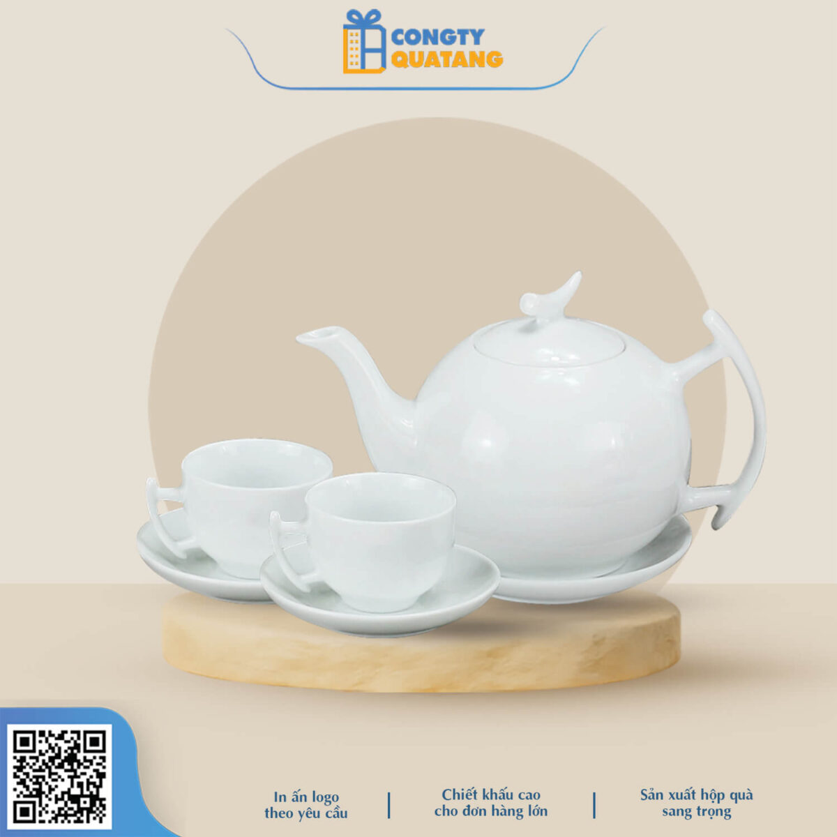 Bộ Ấm Chén Bát Tràng Bưởi Cành 0.65L A010