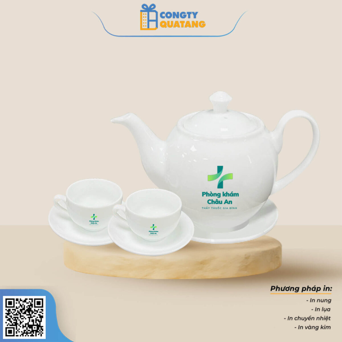 Bộ Ấm Chén Bát Tràng 500ml A017 - Congtyquatang.com.vn