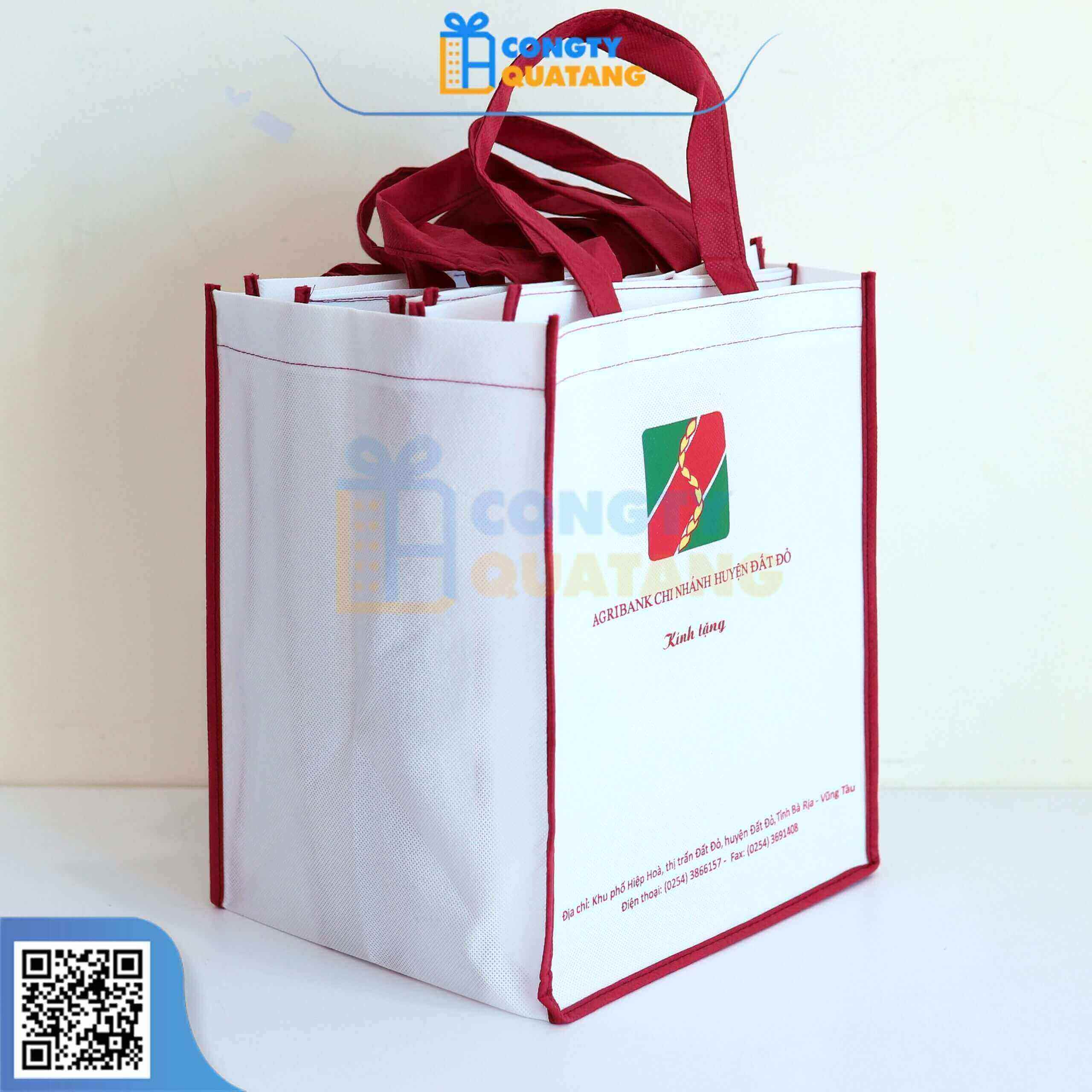 Túi vải không dệt hình hộp in logo