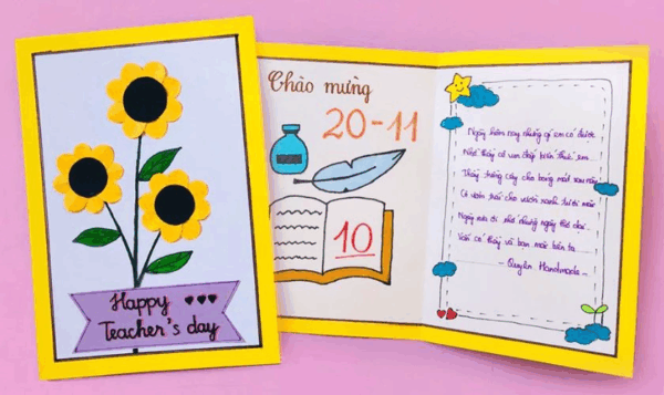 Hướng dẫn cách làm thiệp 20/11 đơn giản, sáng tạo tặng thầy cô giáo