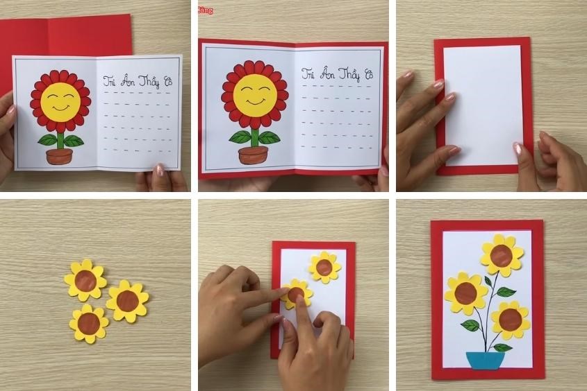 Mẫu thiệp 20/11 hình hoa hướng dương độc đáo