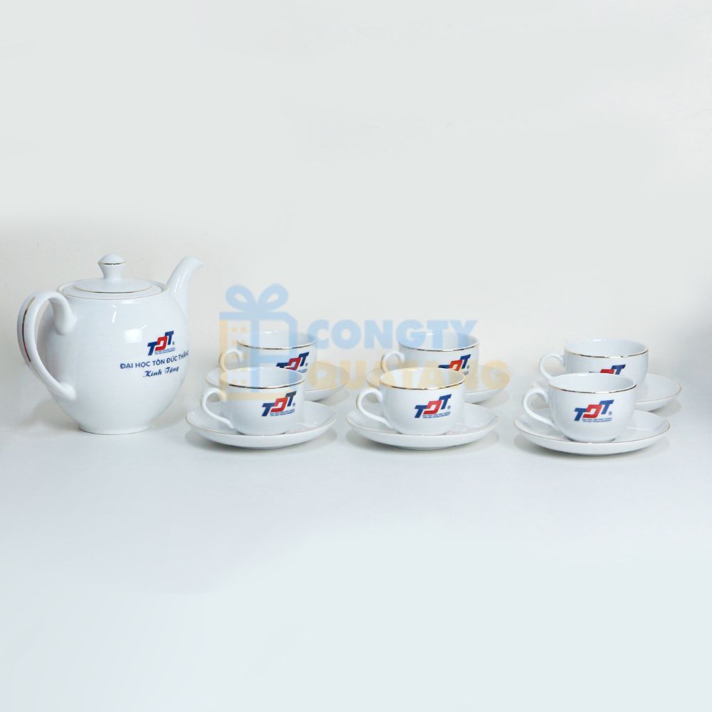 Bộ ấm chén quà tặng, in ấn logo doanh nghiệp