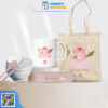 Set quà tặng 20/10 ly sứ, túi canvas, bộ chén SQ2017 - Công ty Quà tặng