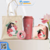 Set quà tặng túi canvas, ly giữ nhiệt, gương, túi xách SQ2014