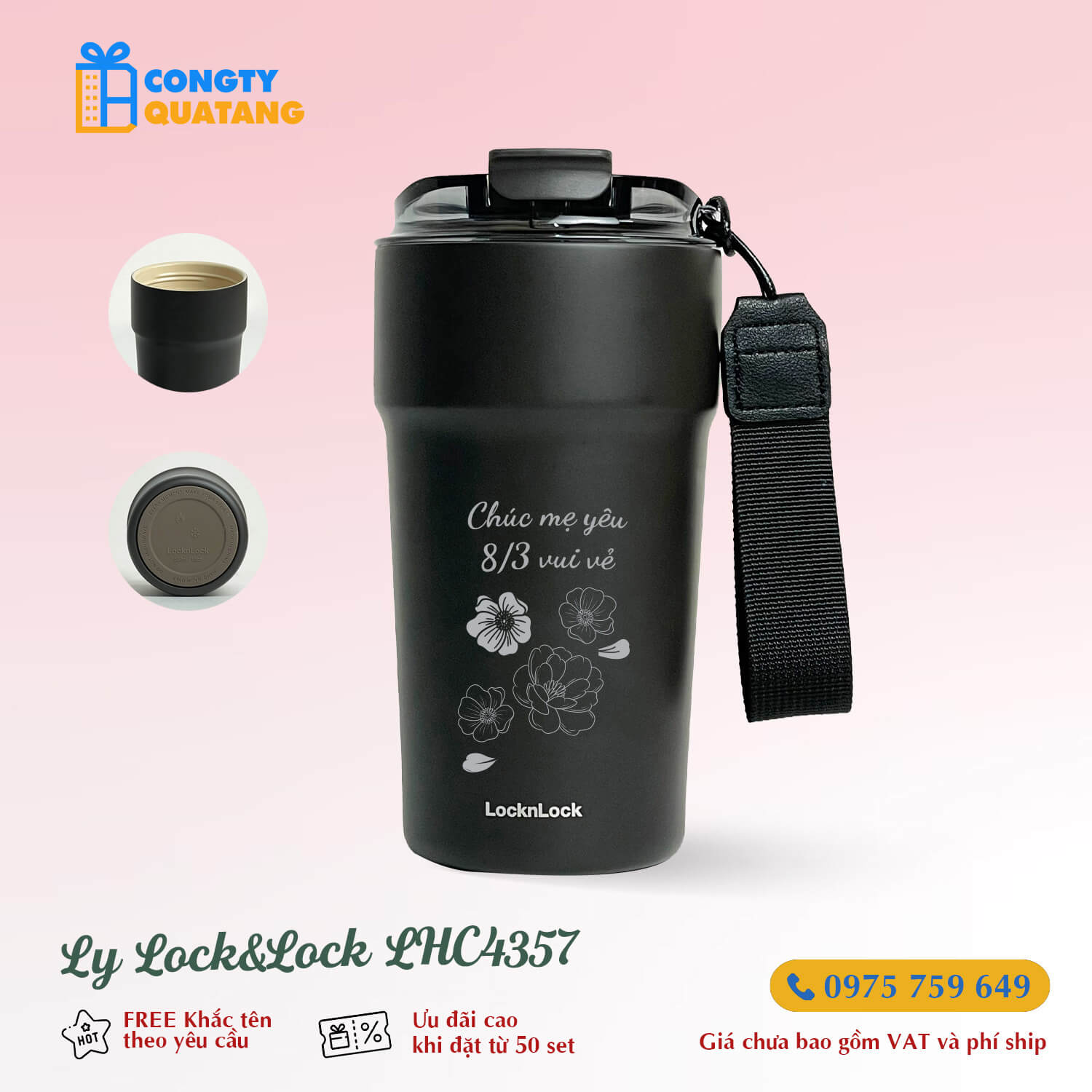 Set Quà Tặng 8/3 Ly Giữ Nhiệt LocknLock LHC4357, Bút, Hộp Đựng, Thiệp SQT2021 - congtyquatang.com.vn