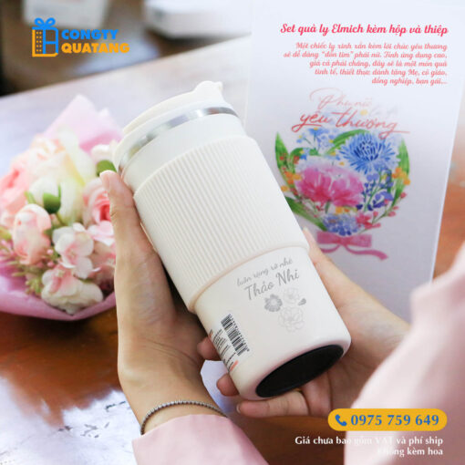 Set Quà Tặng 8/3 Ly Giữ Nhiệt Elmich EL8345WTH, Hộp Đựng, Thiệp SQT2023 - congtyquatang.com.vn