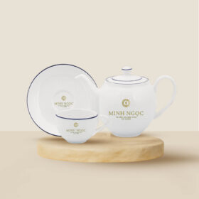 Bộ Ấm Chén Minh Long 0.8 L – Camellia – Chỉ Xanh Dương 1803802103