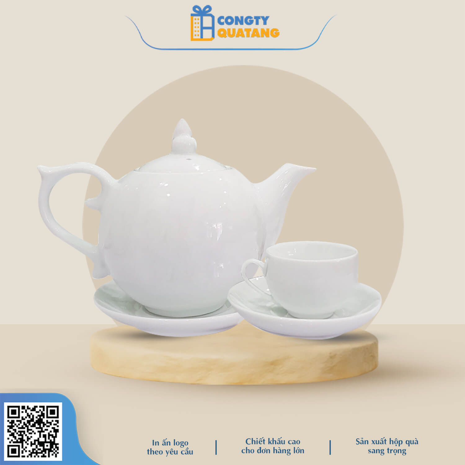 Bộ Ấm Chén Bát Tràng – Bộ Bưởi 600ml A020 - congtyquatang.com.vn