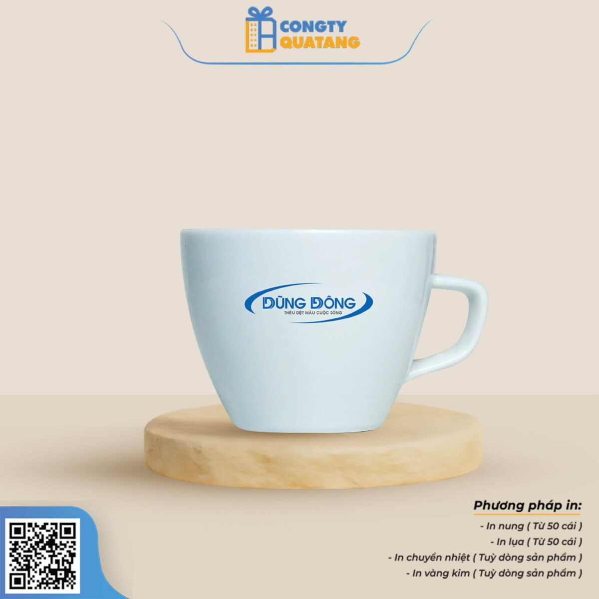 Bộ Ly Sứ Café Trắng Dáng Đức Cappuccino QT-CS117 - Congtyquatang.com.vn