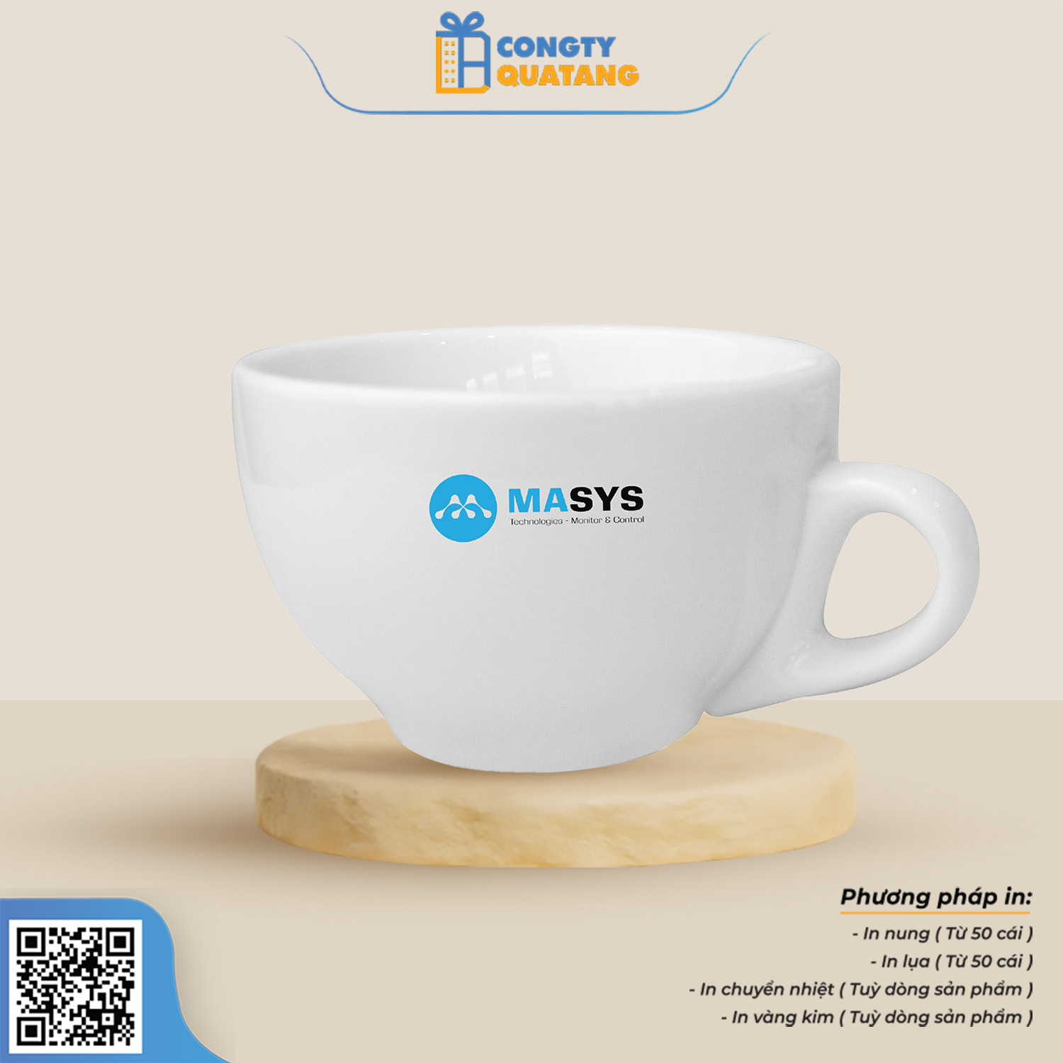 Bộ Ly Sứ Café Trắng Cappuccino QT-CS118 - Congtyquatang.com.vn
