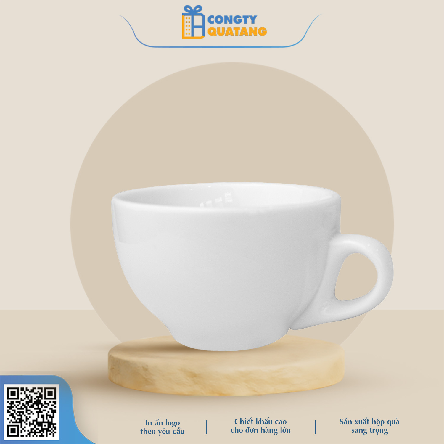 Bộ Ly Sứ Café Trắng Cappuccino QT-CS118 - Congtyquatang.com.vn