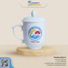 Ly Sứ Bát Tràng Trắng Có Nắp Ngọn Lửa QT-CS102 - Congtyquatang.com.vn