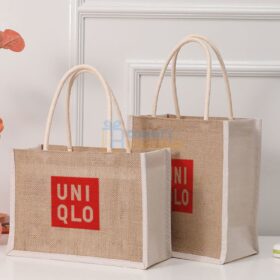Túi vải đay hình hộp có quai xách và viền bên hông TVD112