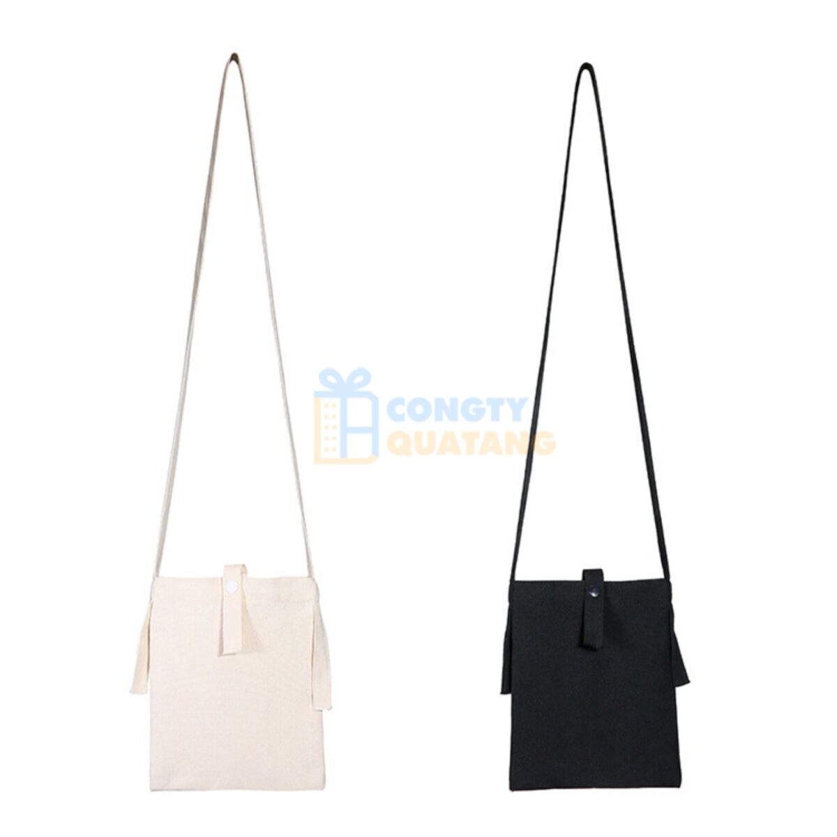 Túi vải canvas có túi con, có quai xách dài TCV110