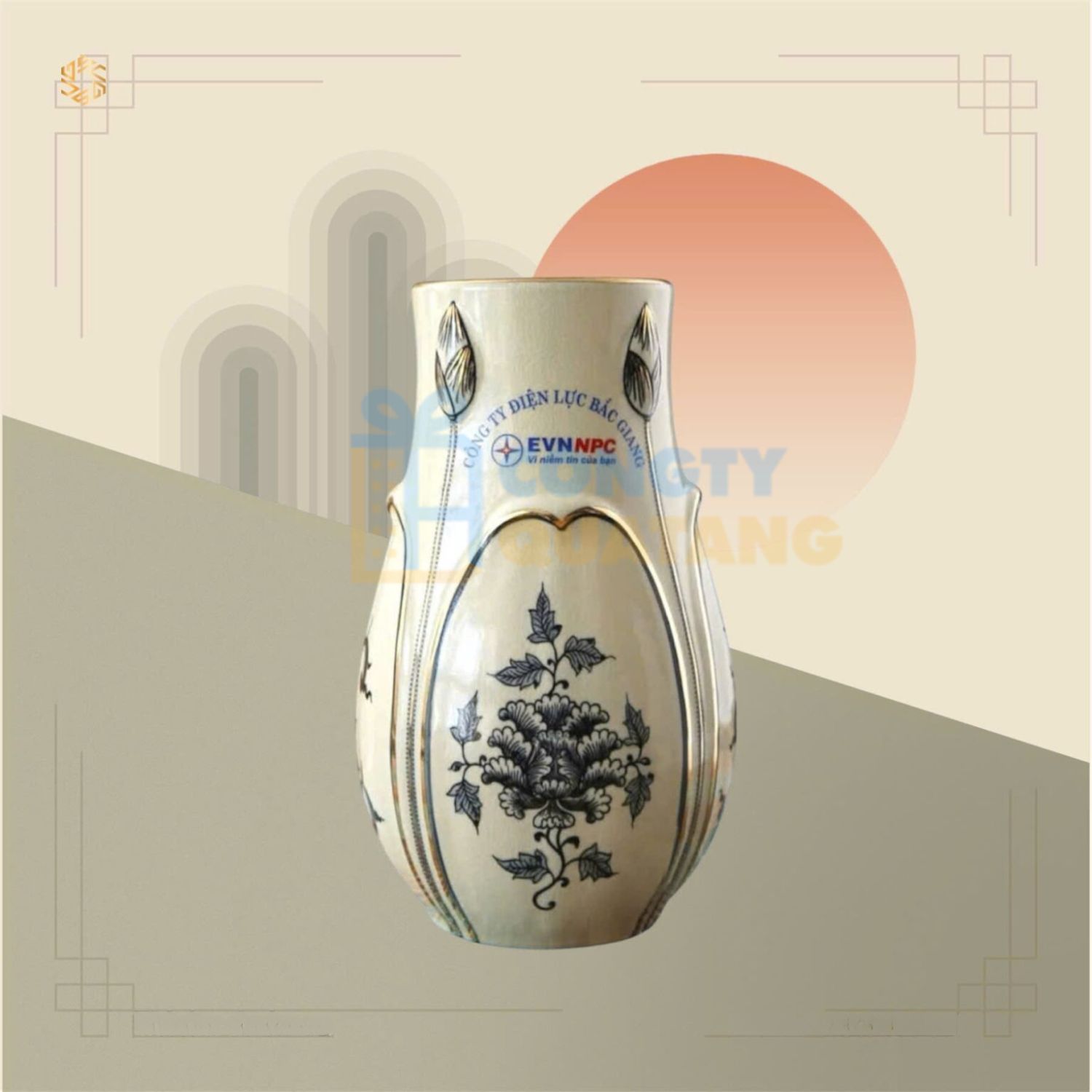 Bình hoa in logo sang trọng 