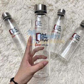 Bình nước thuỷ tinh in logo làm quà tặng khách hàng