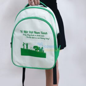 Balo sinh viên 4 ngăn màu trắng kem xanh lá BL-16