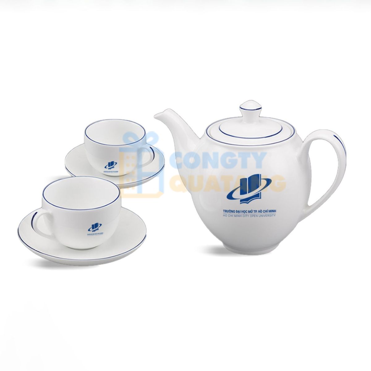 Bộ ấm chén in logo làm quà noel cho nhân viên