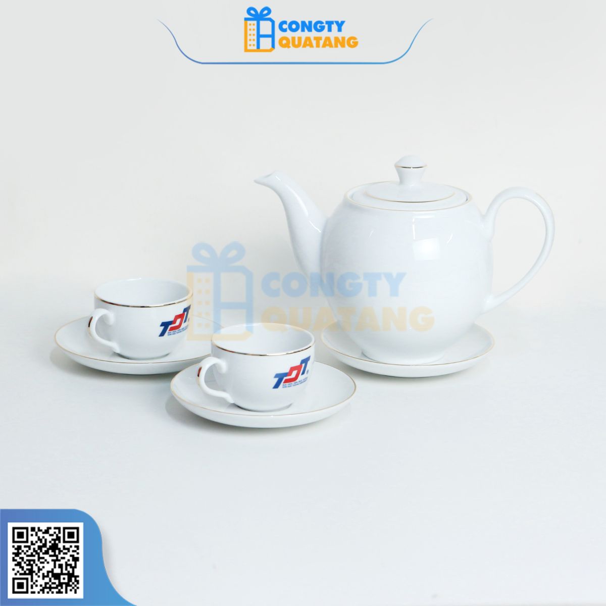 Logo in trên bộ ấm chén sắc nét