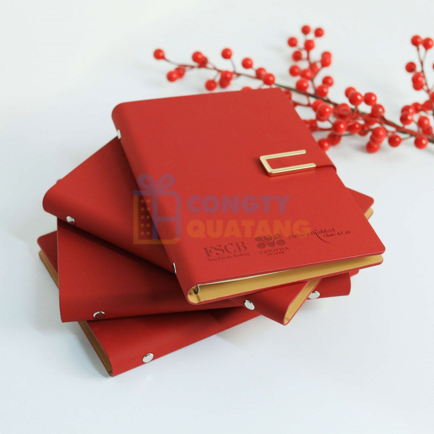 Quà tặng giáng sinh cho khách hàng sổ tay bìa da 