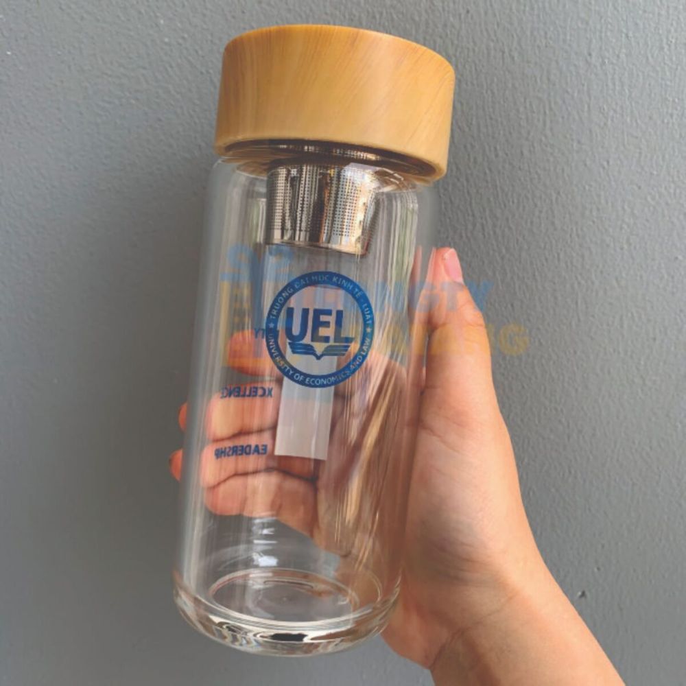 Xưởng sản xuất bình nước thủy tinh in logo theo yêu cầu làm quà tặng