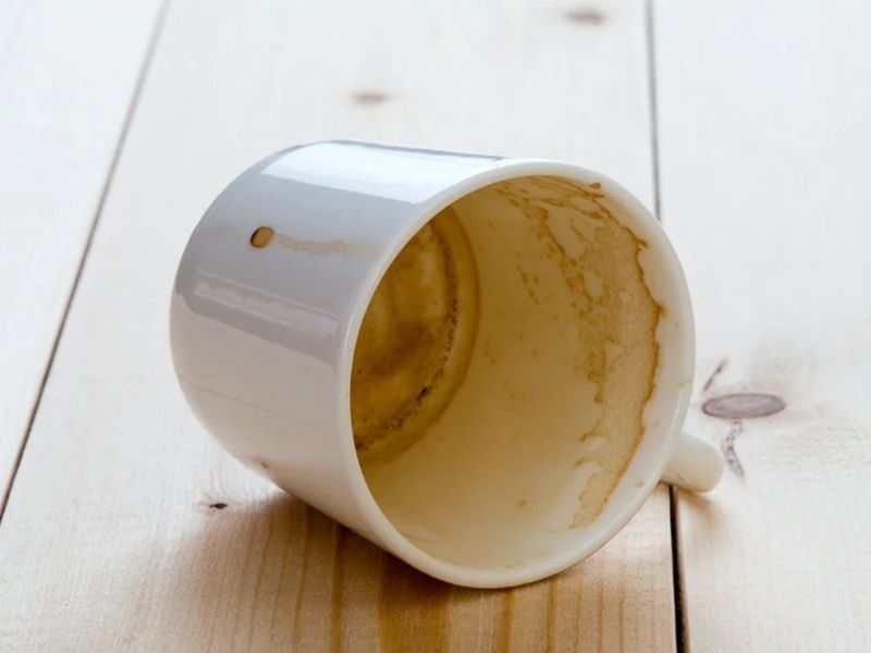 Ly sứ bị ố vàng thường do cặn trà và cà phê