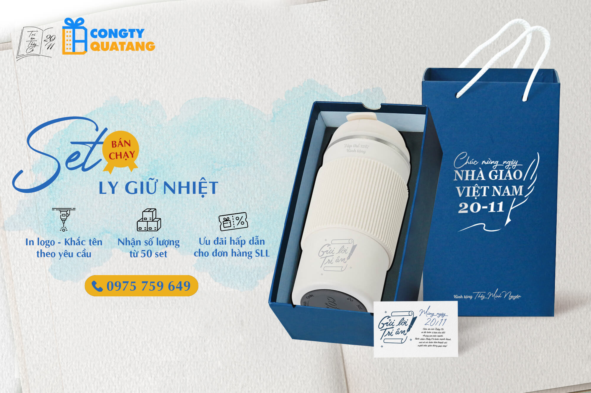 Quà tặng ly giữ nhiệt cùng hộp đựng sang trọng