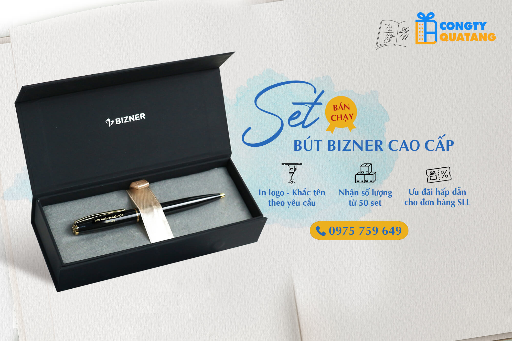 Set quà cao cấp bút Bizner kèm hộp đựng tặng thầy cô