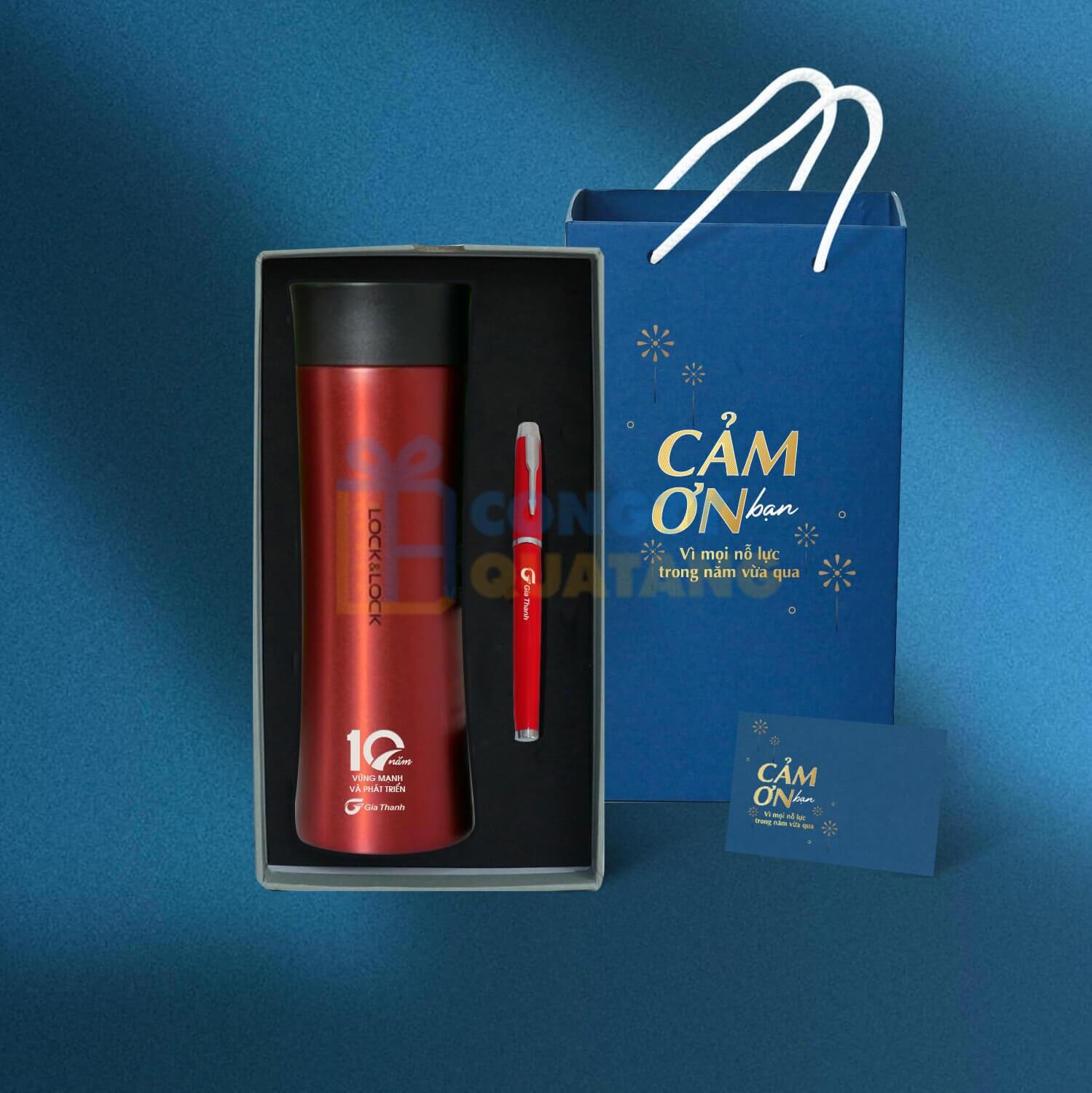 Set bình giữ nhiệt, bút và hộp đựng cao cấp