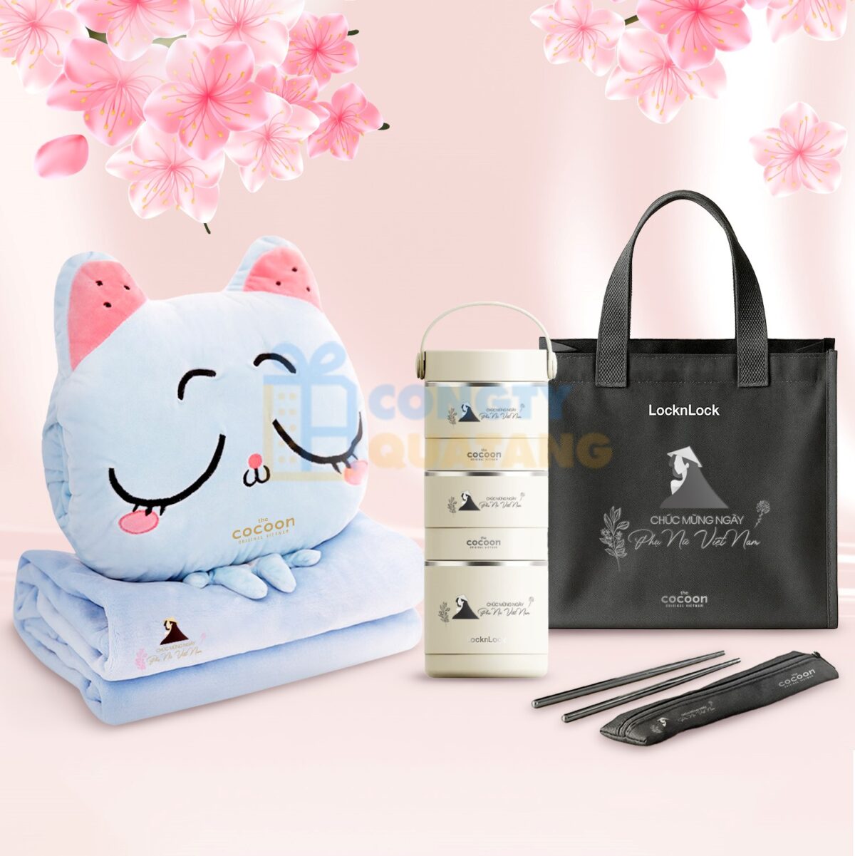 Set Quà Tặng 20/10 Hộp Đựng Thực Phẩm, Chăn Ga Văn Phòng SQ2022 - congtyquatang.com.vn