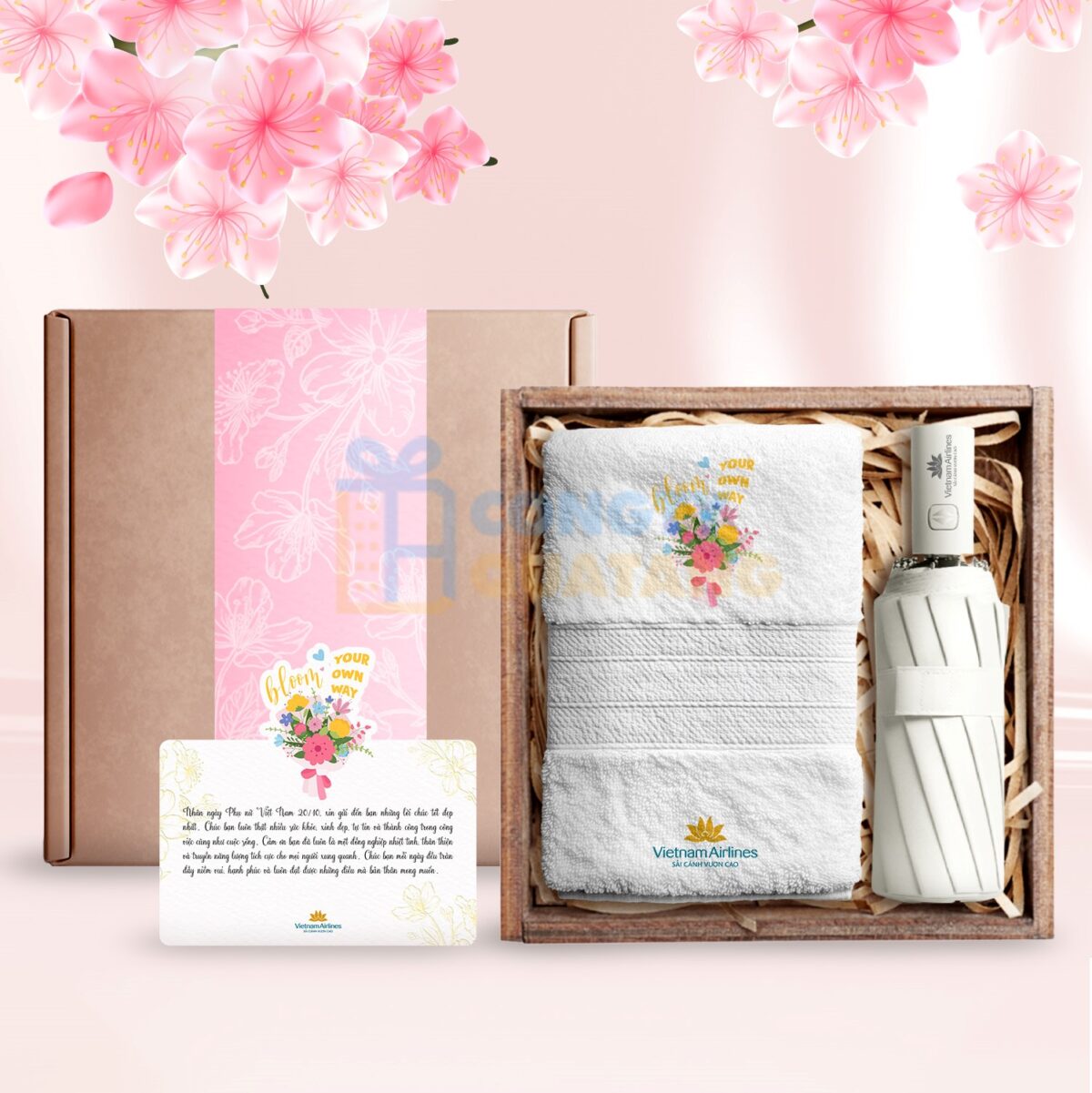 Set Quà Tặng 20/10 Khăn, Dù SQ2020 - congtyquatang.com.vn