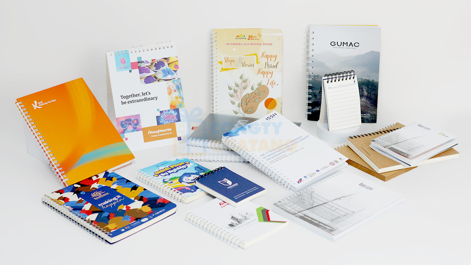 Xưởng sản xuất sổ tay lò xo quà tặng in logo theo yêu cầu trọn gói - Nhận từ 50 quyển - congtyquatang.com.vn