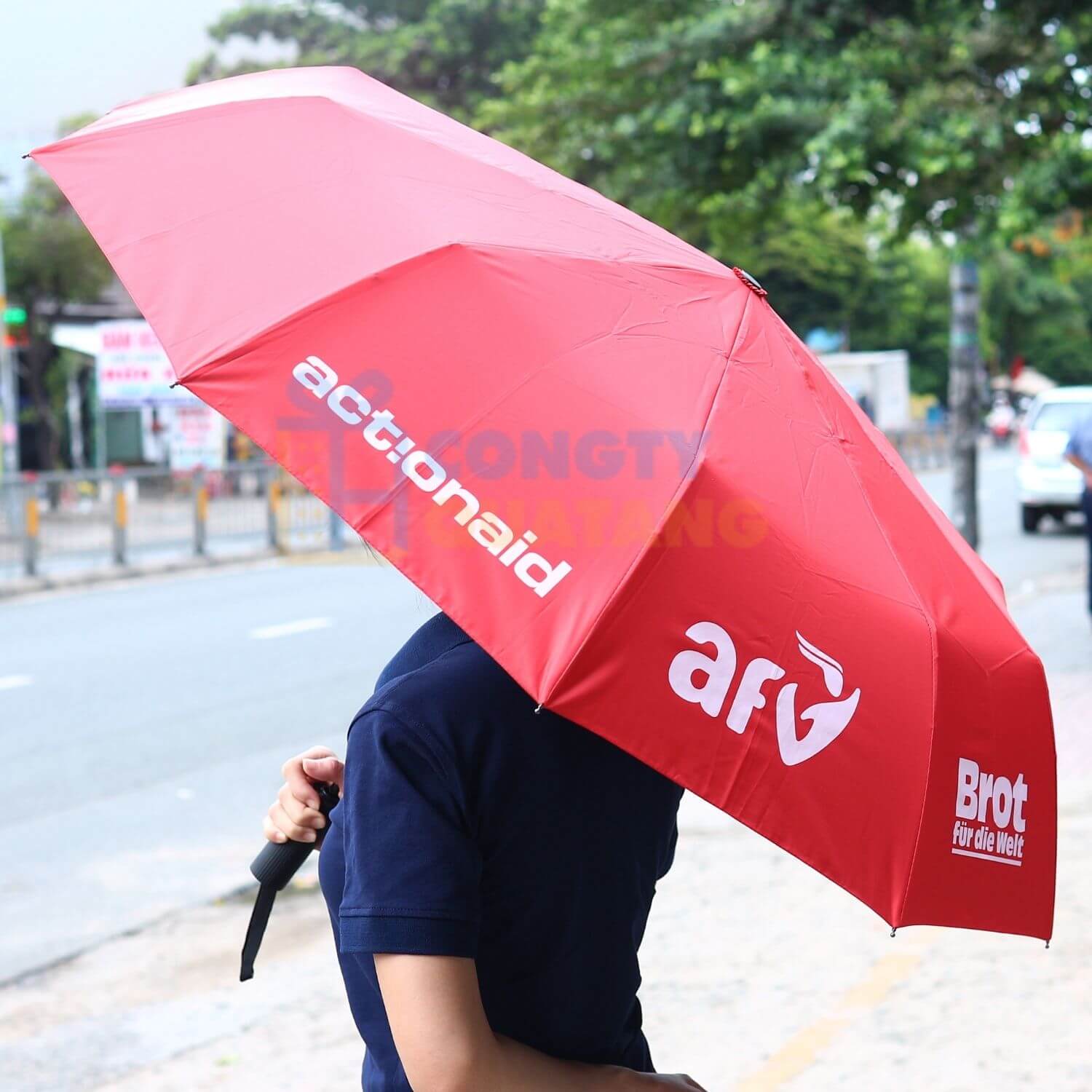 Cấu tạo của ô dù cầm tay in logo - Congtyquatang.com.vn