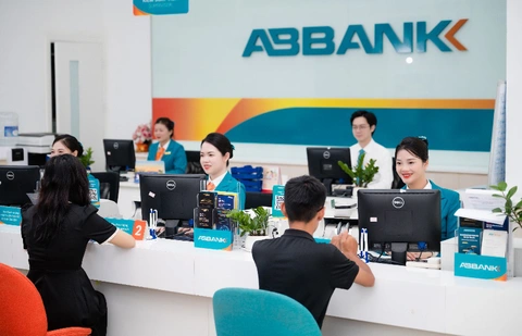 Ứng dụng logo ABBank trên bảng hiệu chi nhánh ngân hàng