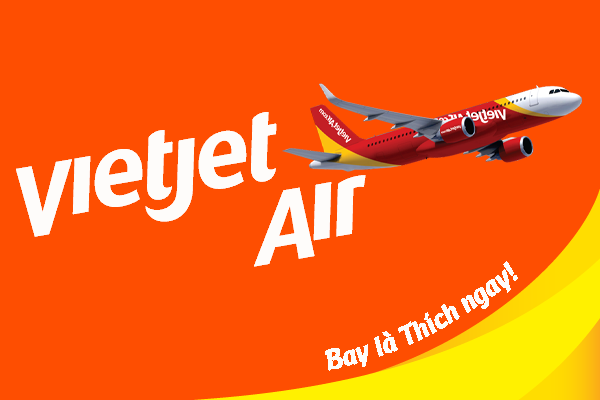 Chữ Vietjet Air được thiết kế in nghiêng với các đường nét cong mềm mại