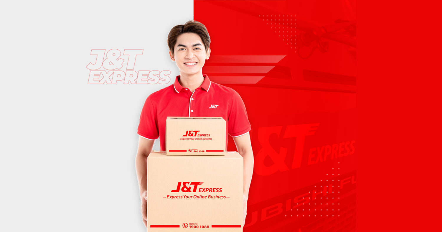 Logo J&T Express nền đỏ đặc trưng giúp tăng khả năng nhận diện thương hiệu