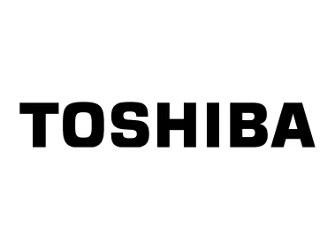 Logo Toshiba chữ đen trên nền trắng