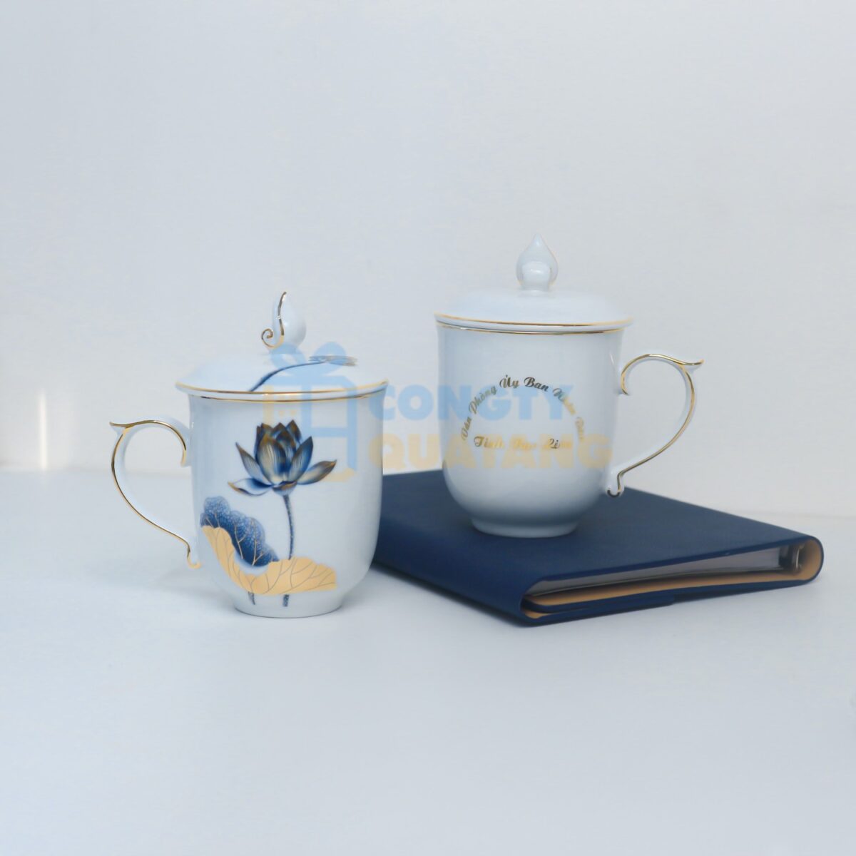 Minh Long Golden Tranquility Peony with Lid Coffee Mugs with logo printing - 153009207V