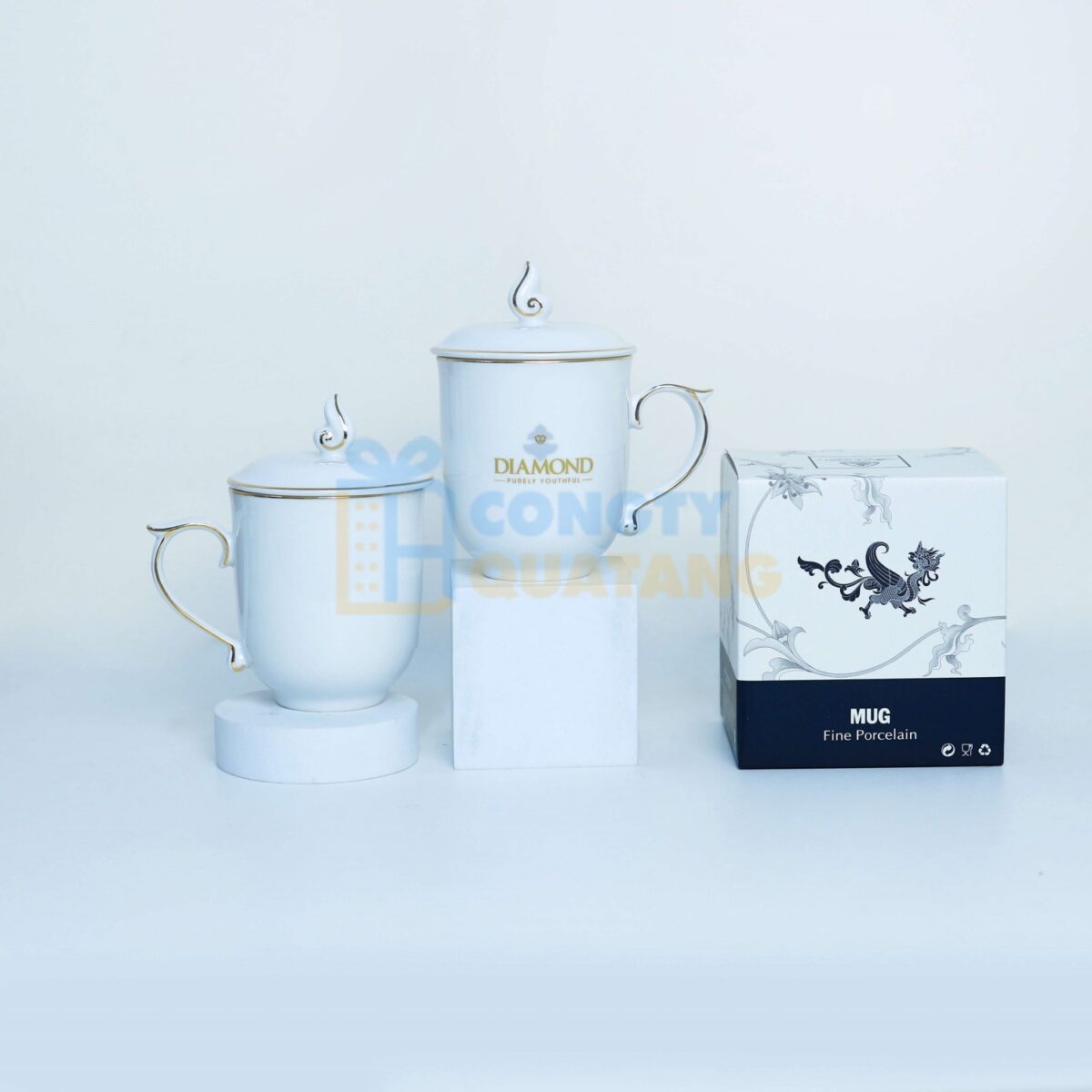 Minh Long Peony IFP Gold Line 0.30L Logo Ceramic Mugs - 153009014