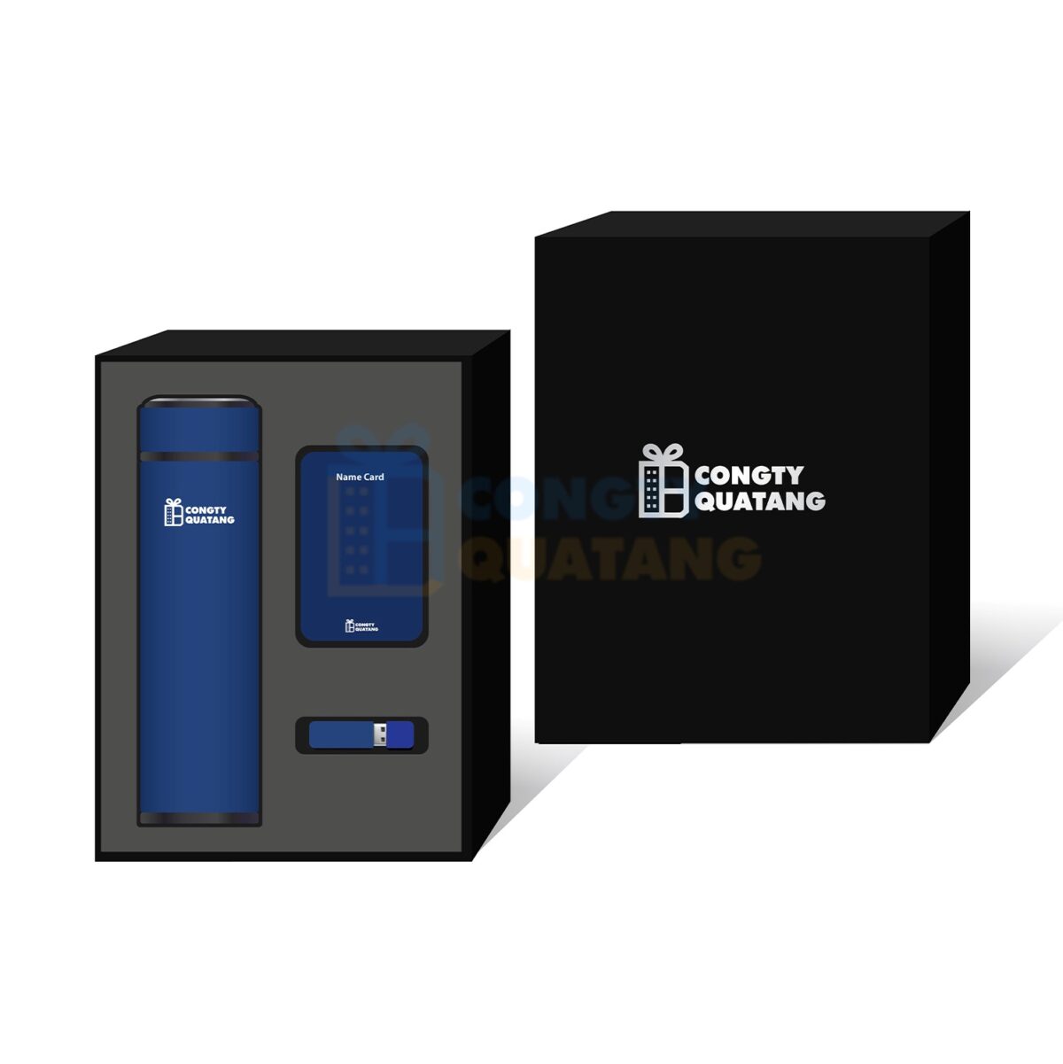 Giftset quà tặng bình giữ nhiệt, namecard, USB SQ310