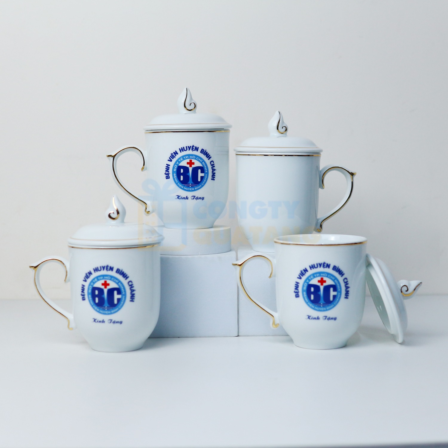 Logo mugs become thoughtful thank you gifts when paired with premium coffee, tea or a handwritten card