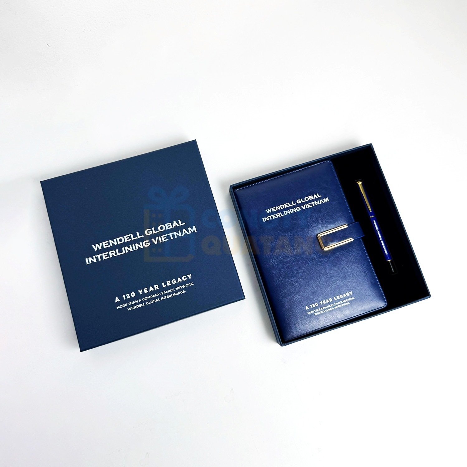 Pen and notebook gift sets create a polished client gift for onboarding, project milestones and anniversaries